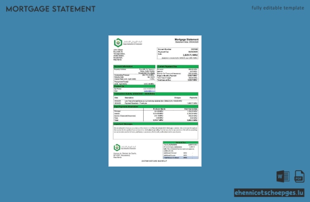 Mauretanien, Hypothekenabrechnung der Mauritanischen Investitionsbank (BMI) (Beispielvorschau in Word und PDF)